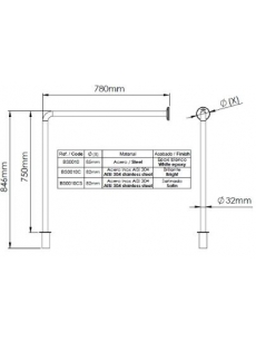 Turėklas Mediclinics Wall-foor BS0010CS, matinis