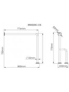 Turėklas - ranktūris Mediclinics Wall-floor BSI020C, plienas blizgus