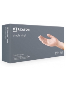 Pirštinės vinilo skaidrios Mercator be pudros 100vnt. S, M, L, XL